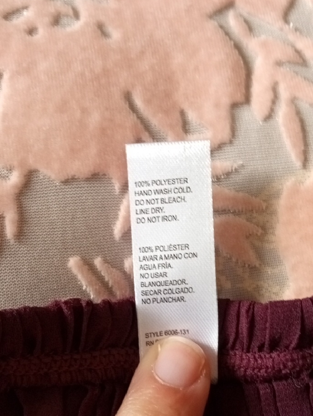 Lace-Trim Satin Pleated Cami & Short Sleep Set - Deep Plum - Picture 11 of 11